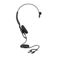 Jabra Engage 40 (Inline Link) MS Teams Mono USB-C A Corded Headsets, Lightweight  sturdy, Double the mic, Busylight, Hearing Protection Audio Quality