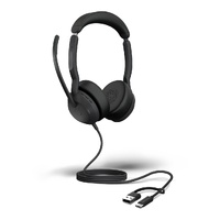 Jabra Evolve2 50, USB C A UC Stereo Headset, Bluetooth, 4 microphones, Active Noise Cancellation, Busylight, Call management, Air Comfort technology