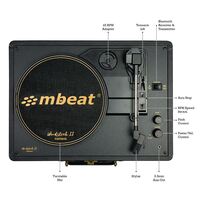 mbeat®  Woodstock 2 Black Retro Turntable Player
