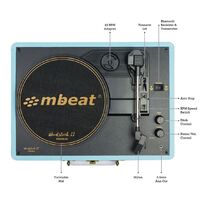 mbeat®  Woodstock 2 Sky Blue Retro Turntable Player with BT Receiver & Transmitter