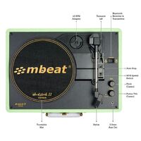 mbeat  Woodstock 2 Tiffany Green Retro Turntable Player