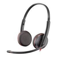 Plantronics Poly Blackwire 3225 Headset USB-A Stereo 3.5mm duo corded Noise canceling Dynamic EQ SoundGuard Intuitive call control 2 YEar Warr