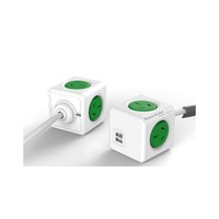 ALLOCACOC POWERCUBE Extended 4 Outlets Power Board with 2 USB 1.5 Meter Extension Cord, 240V, 10A - Green (0091) 5400/5420 (5400AUEUPCGRN)