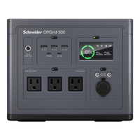 APC OffGrid Portable Power Station 500, 120V, 517Wh Lithium-ion, LCD, 3 NEMA, Sinewave, 3 USB-A, 2 USB-C, Wireless Charger