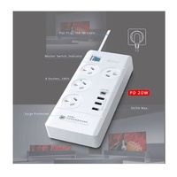 Sansai 4 Outlet 3xUSB-A  1xUSB-C Powerboard Master On Off switch Surge and overload protected Fast charging 1M 20W 220-240V 10A IV Retail box
