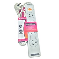 Sansai 4 Way Basic Powerboard (131P) with Master Switch Overload Protecte Reset button Indicator Light 100CM Lead 240VAC 10A