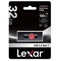Lexar D300 32GB JumpDrive Dual Drive D300 USB 3.1 Type-C, up to 100MB s read  quickly transfer a 3GB 4K movie clip in less than 1 minute, compared to