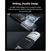 Lexar F35 PRO 256GB JumpDrive Fingerprint USB 3.2 Gen 1, up to 400MB s read, 350MB s write  transfer content between your USB Type-CTM and Type-A devi