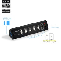 mbeat 7-Port USB 3.0  USB 2.0 Hub with 2.1A Smart Charging Function - Lightning Speed USB 3.0 Data Transfer Technology