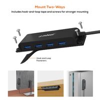 mbeat Mountable 4-Port USB-A  USB-C Adapter Hub - 60cm Data Cable USB 3.0 2.0 High-Speed Data Port Expansion Save Space Mounting Solution