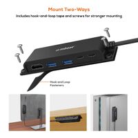 mbeat Mountable 5-Port USB-C Hub - Supports 4K HDMI video out and 60W Power Delivery Charging with 2  USB3.0 and 1  USB-C