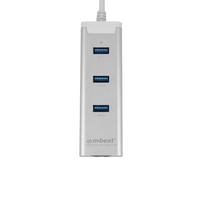 mbeat HAMILTON 3-Port USB 3.0 Hub with Gigabit LAN - 3x USB 10 100 1000Mbps RJ45 USB LAN Supports Window or MAC OS 10x and Above (L)
