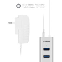 mbeat 7-Port USB 3.0 Powered Hub - USB 2.0 1.1 Aluminium Slim Design Hub with Fast Data Speeds (5Gbps) Power Delivery for PC and MAC devices