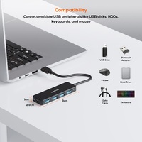 mbeat 4-Port USB 3.0 Hub with USB-C DC Port  Compact and Portable Design  Expandable Connectivity