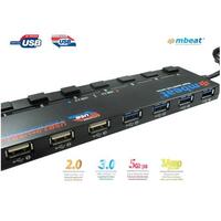 mbeat 7-Port USB 3.0  USB 2.0 Powered Hub Manager with Switches - 4x USB 3.0 with 5Gbps 3x USB 2.0 with 2.4Ghz(480Mbps) Super Fast Hub Manager