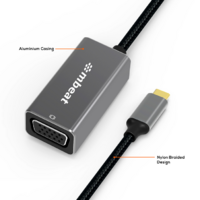mbeat Elite USB-C to VGA Adapter - Coverts USB-C to VGA Female Port  Supports up to19201080 60Hz - Space Grey