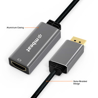 mbeat Elite Display Port to HDMI Adapter - Converts DisplayPort to HDMI Female Port Supports 4K 60Hz (38402160)  Nylon Braided Cable - Space Grey