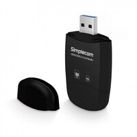 Simplecom CR303 2 Slot SuperSpeed USB 3.0 Card Reader with Dual Caps -Black