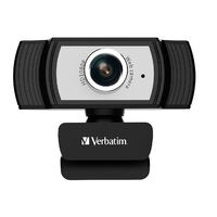 Verbatim 1080p Full HD Webcam - Black Silver FHD 1920x1080 2.0 Mega Pixels Compatible with Windows XP7 8 10 Android V5 MacOS 10.6 or Above