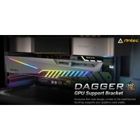 Antec GPU Bracket Dagger Black ARGB 5V 3-Pin.  5 holes. Horizontal Mount GPU 170-270mm. universal case support Tool-Less. Adjustable Support column.