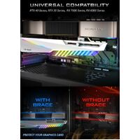 Antec HGPU Bracket Dagger White ARGB - PCI Slot mount. 5 holes. Horizontal GPU 170-270mm. universal case supportTool-Less. Adjustable Support column.