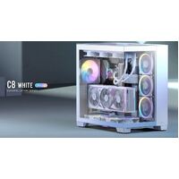 Antec C8 ARGB White E-ATX ATX Dual Chamber 2x 16CM ARGB Reverse Fans 1x 14CM ARGB USB-C Large Clearance 8x PCI for Large GPU Ultra  Case
