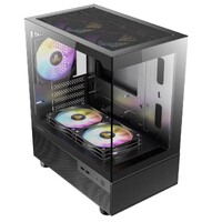 Antec CX200M RGB Elite mATX 270 degrees view USB 3.0 x 2 Audio I O Bottom. Mesh front and bottom. Clear Glass View 5x RGB Fans.  Gaming Case
