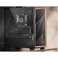 Antec Flux ATX Black Premium Walnut Trim 5x Black PWM Performance Fans. Ultra Cooling Design ARGB Controller Mid Tower Case