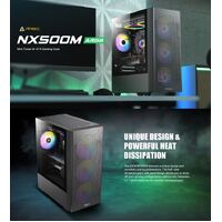 Antec NX500M mATX Mesh USB-C 3x ARGB 120mm USB 3.0 HD Audio 360mm Radiator Front  240 Top 2x ARGB Front 1 x Rear removable HDD Case - SI