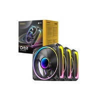Antec Orbit 120 ARGB 3PK, Extreme Lighting 4 sides  Mirror inward Effect, PWM, 28MM Thickness Focus Airflow 66.72 CFM, FDB 9 Blades. Woven cable Fan