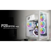 Antec P120 Crystal WHITE, TG, ATX, E-ATX, Heat Dissipation, VGA Holder, Horizontal & Vertical PCI, Slide Panel, GPU 450mm, PSU 294mm, Gaming Case