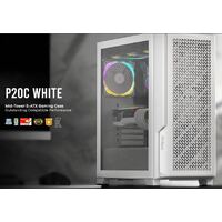 Antec P20C White E-ATX ATX USB-C Cable management  4x HDD or SSD  375mm GPU 170mm CPU  3x PWM white 12 CM Fan Tempered Glass Gaming Case