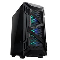ASUS GT301 TUF Gaming Case Black ATX Mid-Tower Tempered Glass Compact Case, Honeycomb Panel, 4 Total Pre-Installed 120mm Fans 3x ARGB + 1x
