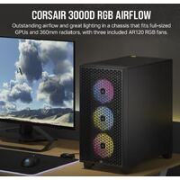 Corsair Carbide Series 3000D RGB Solid Steel Front ATX Tempered Glass Black 3x AR120 RGB Fans  Adapter pre-installed. USB 3.0 x 2 Audio Case 