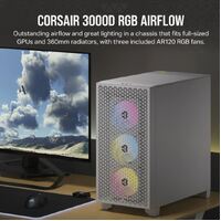 Corsair Carbide Series 3000D RGB Solid Steel Front ATX Tempered Glass White 3x AR120 RGB Fans  Adapter pre-installed. USB 3.0 x 2 Audio I O. Case
