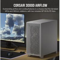 Corsair Carbide Series 3000D Solid Steel Front ATX Tempered Glass White 2x 120mm Fans pre-installed. USB 3.0 x 2 Audio I O. Case