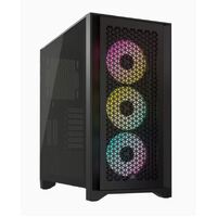Corsair iCUE 4000D RGB Airflow Mesh Front Panel Mid-Tower. Black. 3x AF120 RGB Elite Fans, Node Pro Controller - Gaming Case