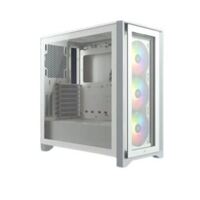 Corsair iCUE 4000D RGB Airflow Mesh Front Panel Mid-Tower White 3x AF120 RGB Elite Fans Node Pro Controller - Gaming Case 