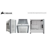 Corsair Carbide Series 4000D Airflow ATX Tempered Glass White 2x 120mm Fans pre-installed. USB 3.0 x 2 Audio I O. Case