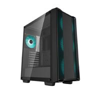 DeepCool CC560 V2 Black Mid-Tower Computer Case Tempered Glass Window 4x Pre-Installed LED Fans Top Mesh Panel Support Up To 6x120mm or 5x140mm AI
