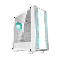DeepCool CC560 White V2 Mid-Tower Computer Case Tempered Glass Window 4x Pre-Installed LED Fans Top Mesh Panel Support Up To 6x120mm or 4x140mm