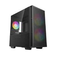 Deepcool CH360 Black Micro ATX Case Tempered Glass Window 1x USB 3.0 1x USB-C HD Audio 2x 140mm ARGB and 1x 120mm ARGB Pre-installed Fans