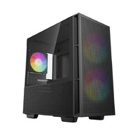 Deepcool CH360 Black Micro ATX Case Tempered Glass Window 1x USB 3.0 1x USB-C HD Audio 2x 140mm ARGB and 1x 120mm ARGB Pre-installed Fans