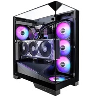 OKINOS AQ93 Tempered GlassTopFrontSide Panel,Pre-Installed 2120mm ARGB PWM Fan,Computer case with Panoramic View,ATX Mid Tower PC,Type Port