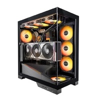 OKINOS AQ9 ARGB,Pre-Installed 5120mm ARGB PWM Fan, ATX Mid Tower PC Case,Computer case with Panoramic View,Tempered Glass Side Panel,Type C Port