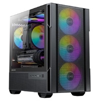 OKINO Cypres 3 ARGB Micro ATX Case, 4  120mm ARGB Non-PWM Case Fans Pre-Installed, MATX PC Case, Temper Glass Side Panel, with Type-C, Black