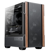 OKINOS Cypress 3 Genuine Walnut Wood MicroATX  with 4120mm, USB-C, 3 Pin Non-PWM Case Fans Pre-Installed,Temper Glass Side Panel, Case