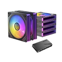 OKINOS Infinity ARGB PWM Fans 6Pack with ARGB PWM Controller hub. 800-1800RPM 52.44CFM. 29.1 dBA