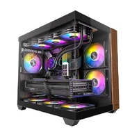 OKINOS M6 ARGB ATX Genuine Walnut Wood, Panoramic View, Type-C, 4 x120mm ARGB  PWM Fans included,Tempered Glass Side Panel, Black,  Case