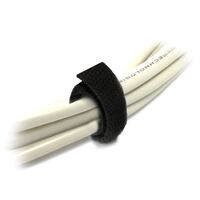 8Ware 25m x 12mm Wide Cable Tie Hook  Loop Continuous One Sided Self Adhesive Fastener Sticky Tape Roll Black
